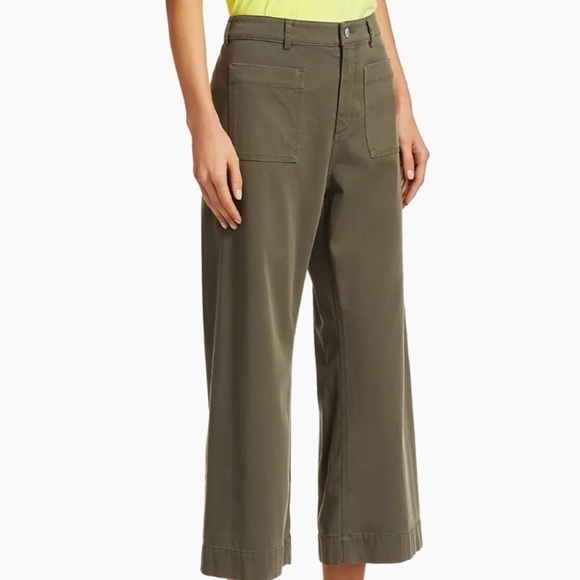 A.L.C. Fallon High rise Wide Leg Stretch Twill Utility Pocket Army Green Crop - Picture 5 of 14